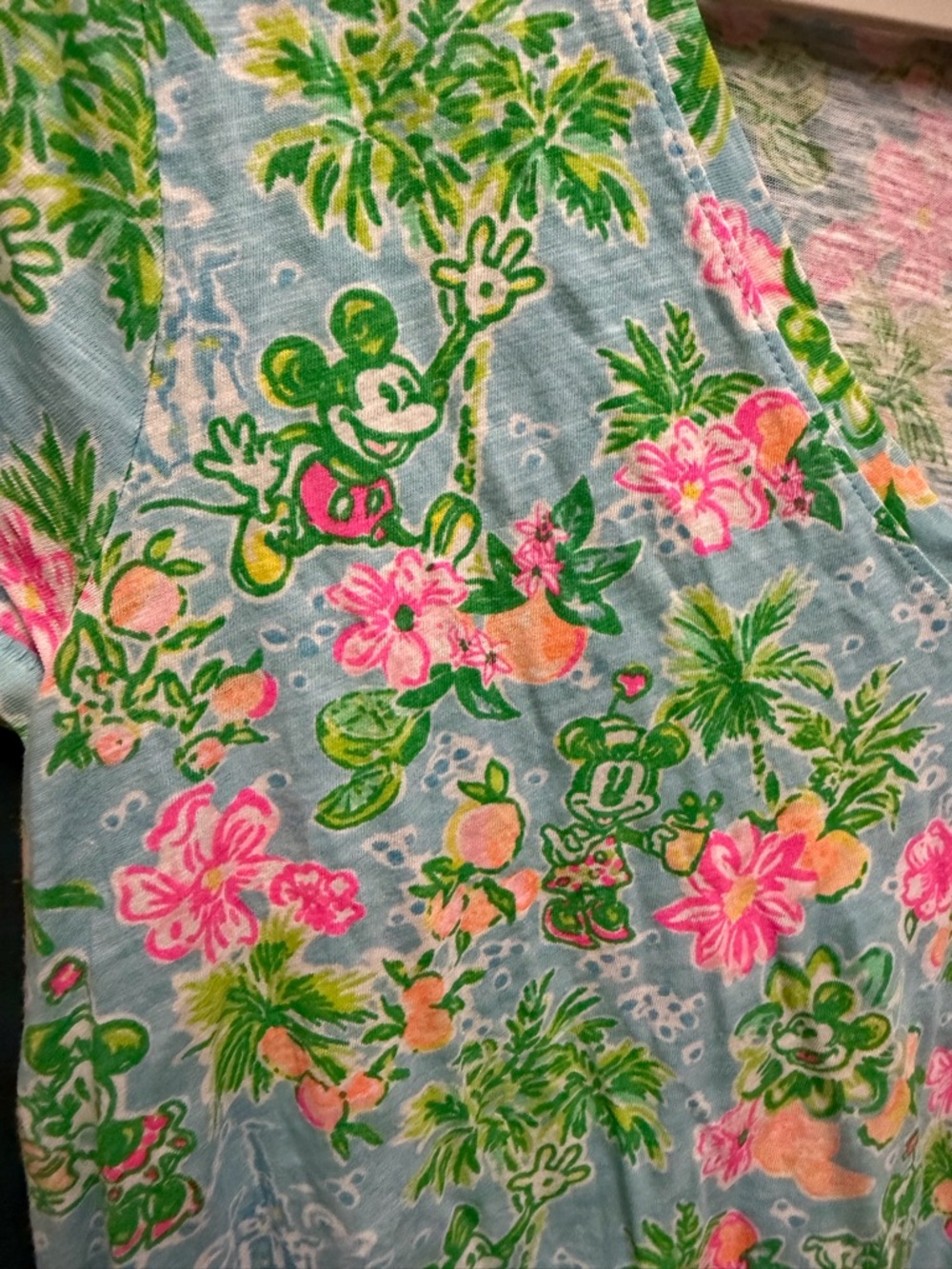 Lilly Pulitzer Disney Floral V-Neck Tee in Pink, Green & Blue - Picture 3 of 4
